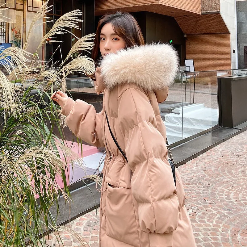 2023 New Large Size Style Added Cashmere Thick Pie To Overcome Women Long  Autumn Winter Coat Waist Cotton-padded Jacket Woman