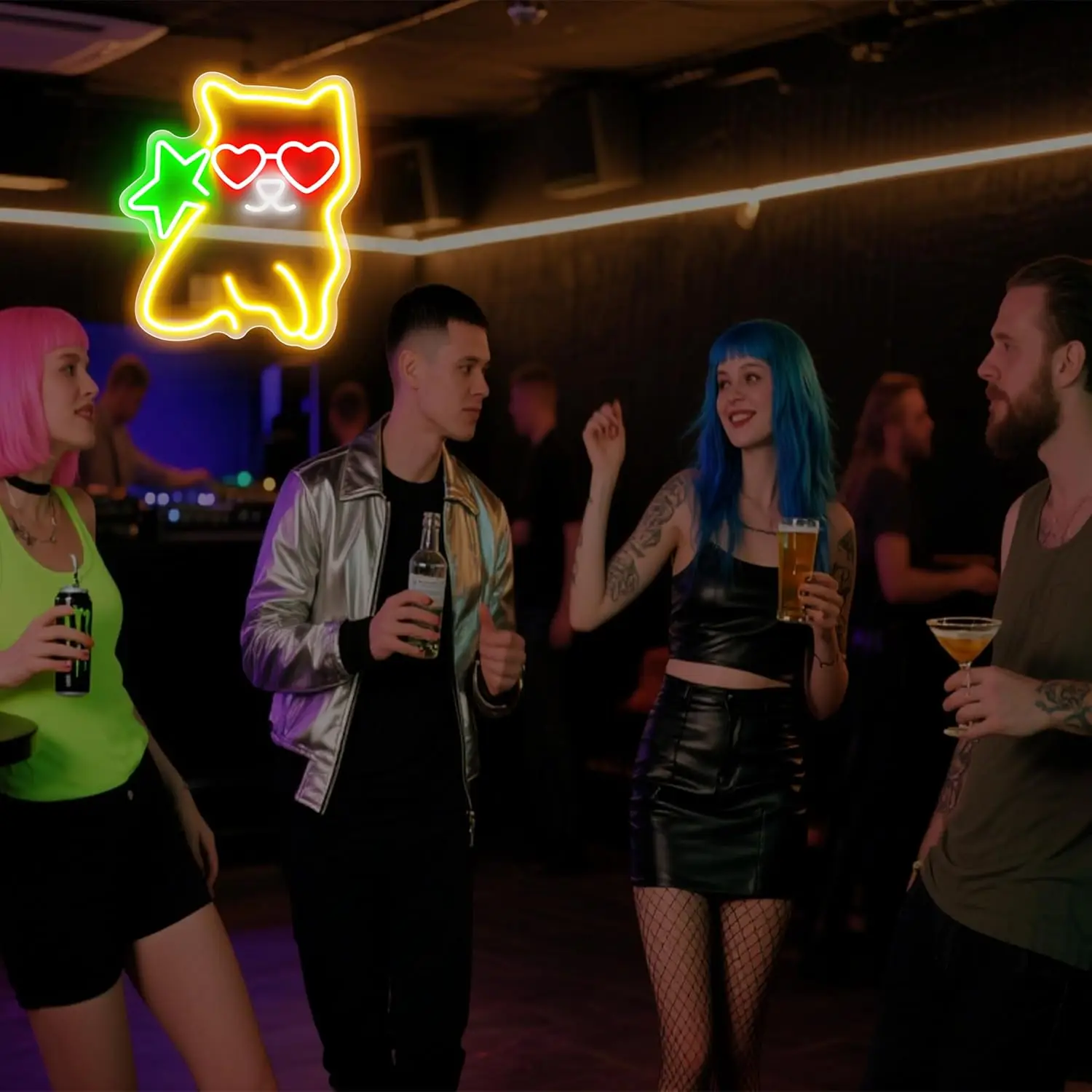 キュートな猫のネオンサインライト、LEDネオンライト、調光可能、寝室、自宅、バー、パーティー、男の子の部屋、パーティーウォールデコレーション、誕生日プレゼント、子供、女の子へのギフトに