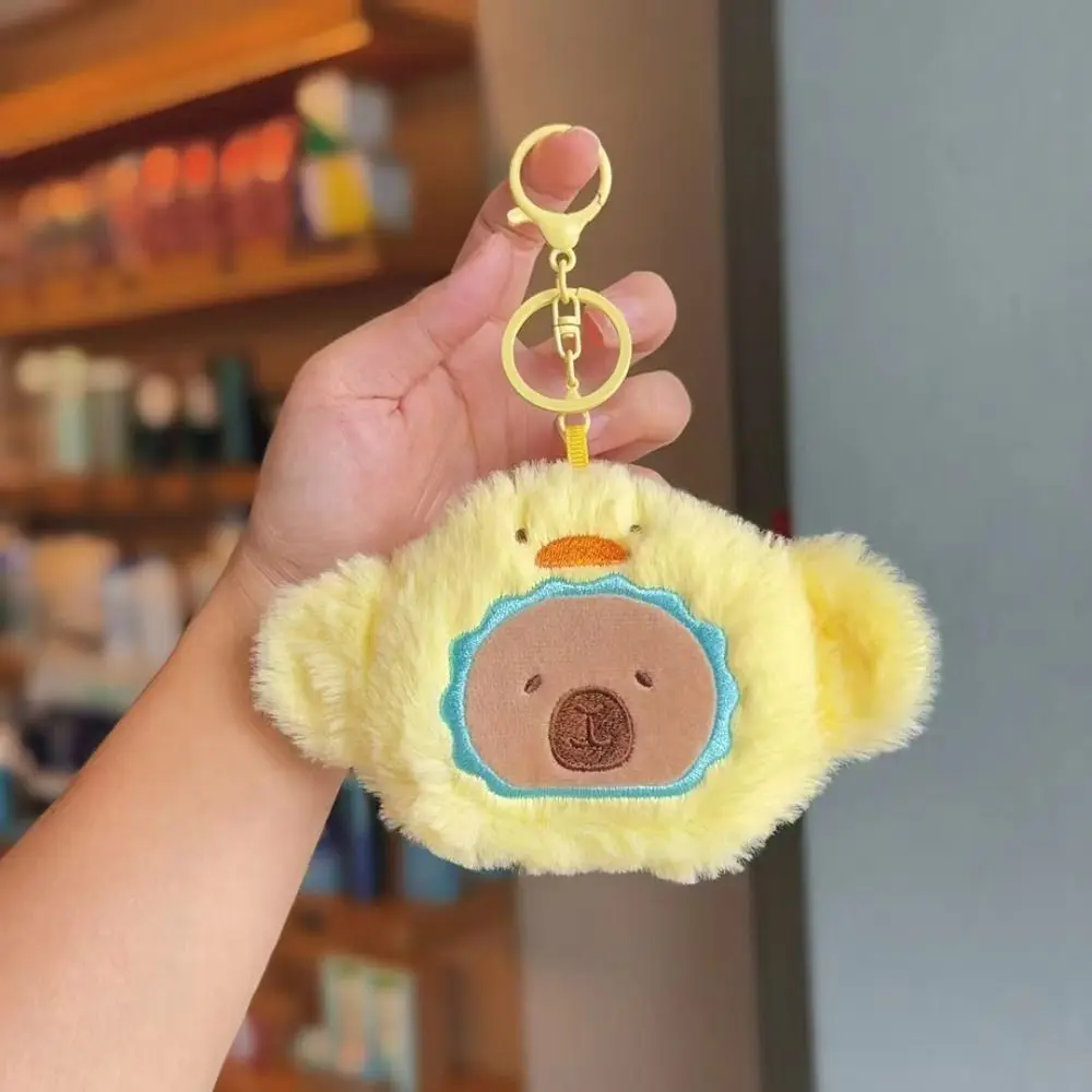 New Cartoon Capybara Coin Purse Cute Animal Soft Stuffed Capybara Keychain Gift Plush Doll Earphone Storage Bag