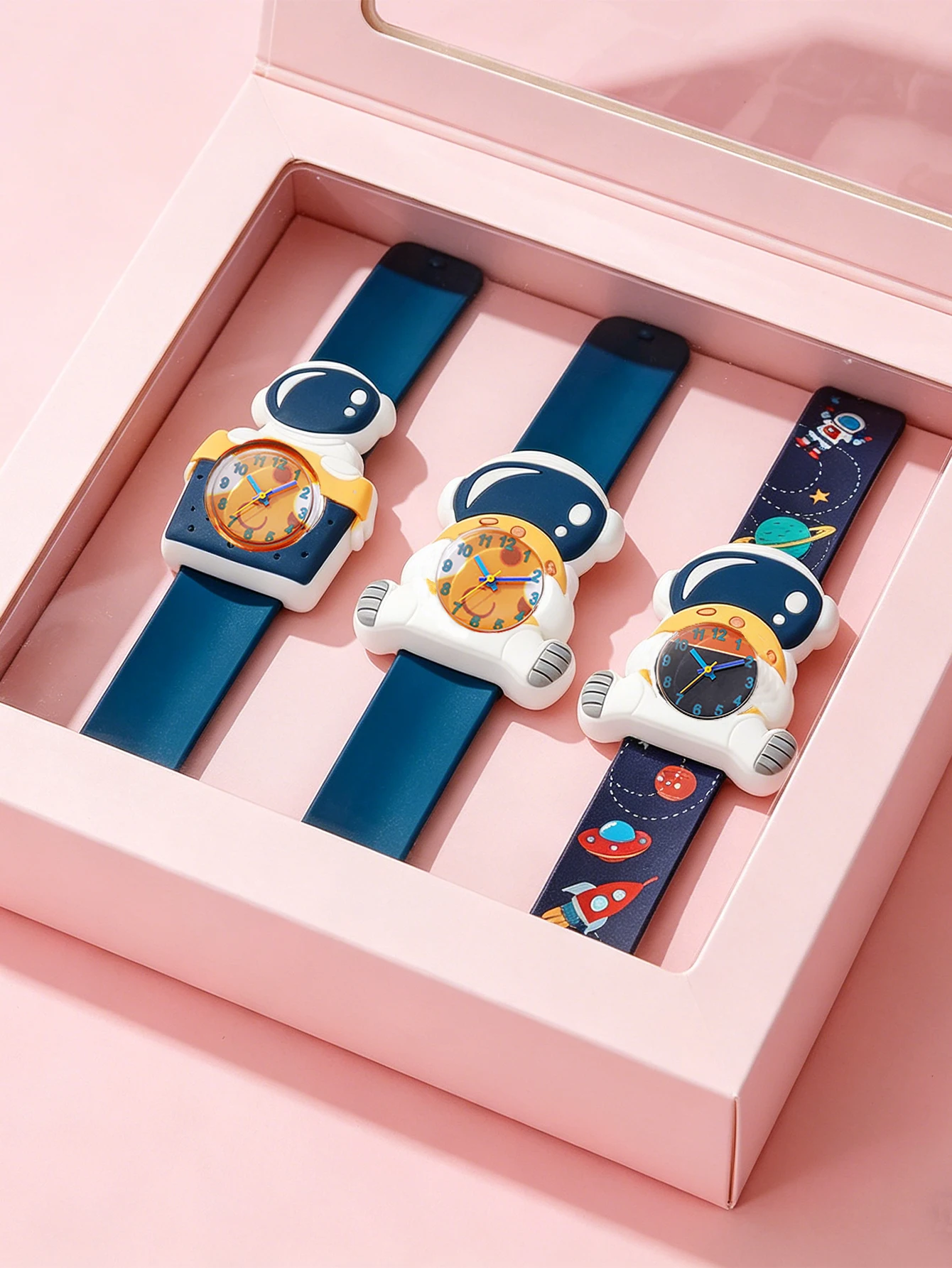 

3Pcs/Set Astronaut Kids Watch 3D Cartoon Slap Bracelet Wristwatch for Boys Silicone Quartz Clock Children Birthday Gift Toy Watc