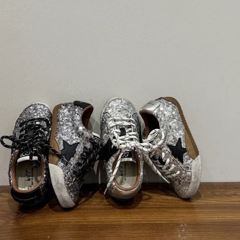 

2025 New Spring High Quality Leather Flat Bottom Lace-Up Shoes Children's Round Toe Breathable Patchwork Low-top Anti-Skid Shoes