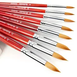 Kolinsky Acrylic Brush Wood Handle Nail Art Mink Brush Gel Builder Nail Tools Manicure Brush Drawing Tools 12 Size