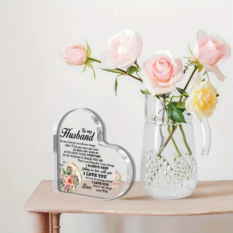 لوحة مكتب أكريليك للزوج: تذكار رومانسي أحبك - ديكور قابل للجمع، مثالي للهدايا للمنزل والمكتب