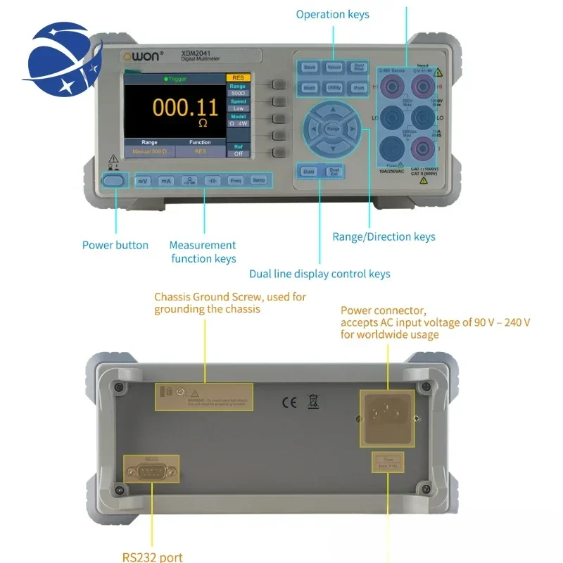 

YYHC XDM2041 4 1/2 True RMS AC Voltage Current,Temperature Resistance Frequency 55000 Counts RS232