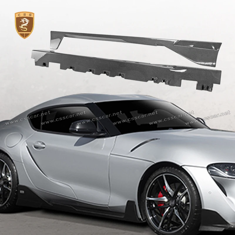

Для Toyota Supra 2019 2020 2021, обновленный передний и задний бампер из углеродного волокна, диффузор, разделитель, боковая юбка, удлинитель, фартук для губ