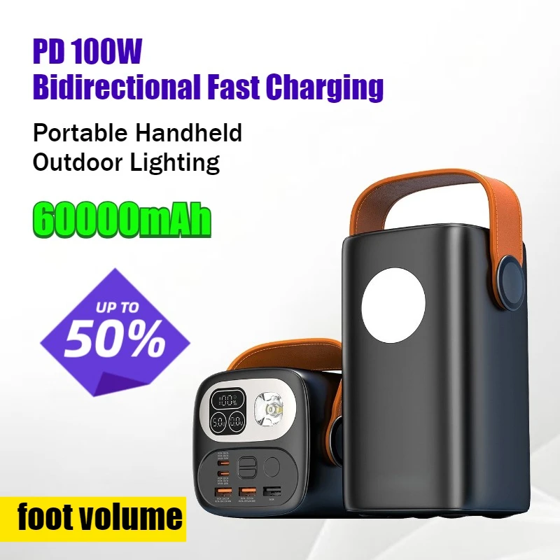 PD100W 60000mAh Power Bank for Projectors As Backup Power Source Portable Mobile Power Supply  Outdoor Camping