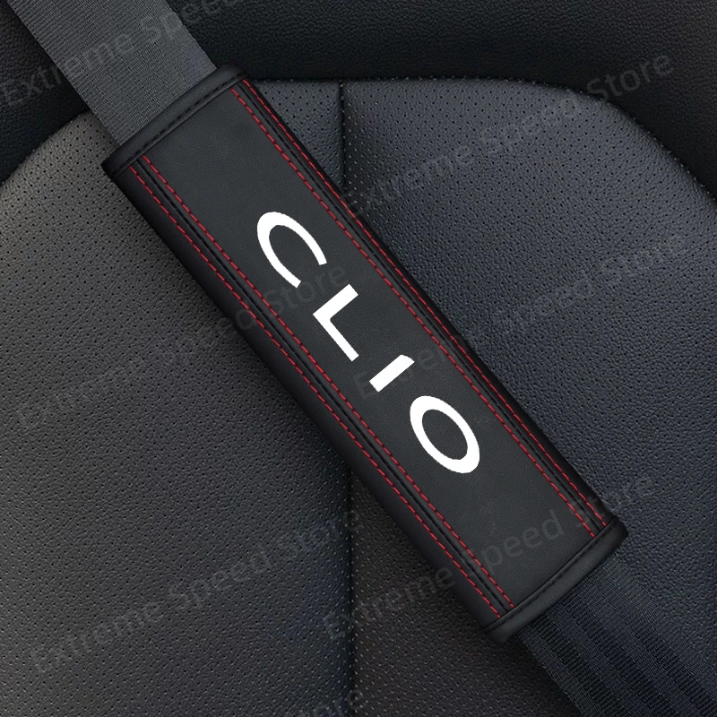 For Clio INITIALE PARIS A Emblem RS GT Sport Leather Car Seat Belt Cushion Safety Belt Shoulder Protector Pad Accessories