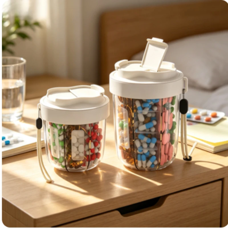 

7 Large Compartments Pill Bottle Organizer Travel Pill Dispenser Container For Vitamin Supplement Storage