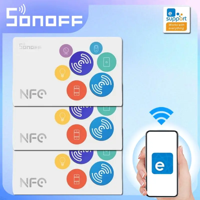 SONOFF-etiqueta NFC para Smart Home, Chip EWeLink 215, 540 Bytes, etiquetas inteligentes, atajos, toque para activar Escena Inteligente para