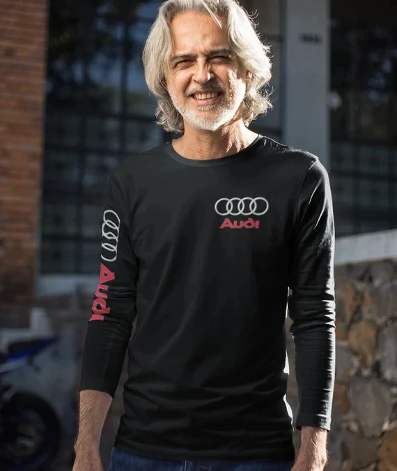 

Audi Sport Nurburgring Long-sleeved T-shirt with Printed Pattern, White T-shirt, Men's and Women's Long-sleeved T-shirt