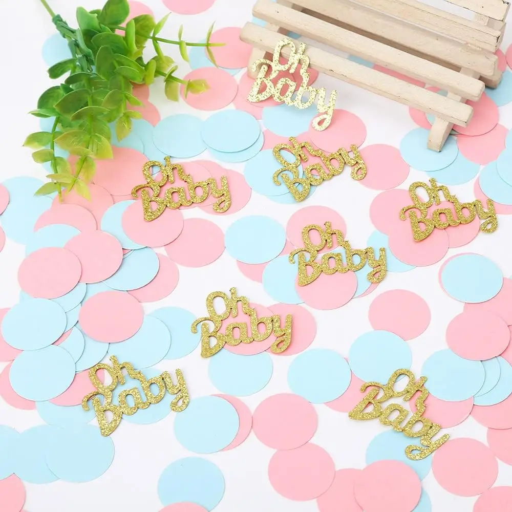 Boy or Girl Gender Reveal Party Decoration Gold Letter Pink Blue Round Paper Confetti Baby Shower Supplies