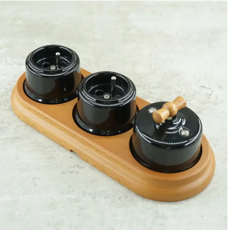 

Retro Ceramic Knob Switch FR Socket 16A Wall Surface Mount France Outlet Plug for Home Decoration Homestay Hotel