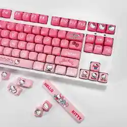 New Anime Sanrio Hello Kitty Keycaps Original MOA Profile PBT Heat Sublimation Cute MX Switch Gaming Mechanical Keyboard Caps