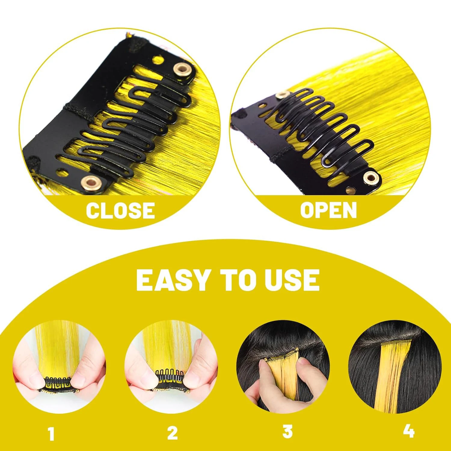 وصلة شعر ملونة بطول 22 بوصة بمشبك في وصلة شعر للنساء والفتيات والأطفال قطعة شعر صناعية لحفلات الهالوين