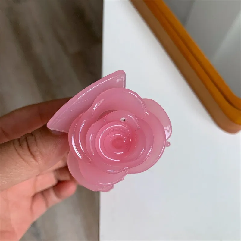 Muweordy New Rose Flower Hair Clip Acetate Claw Clip Jelly Color Crab Hair Clip Hair Shark Clip Hair Accessories for Women Girls