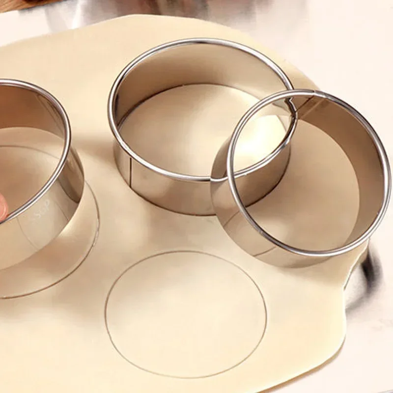 3 pieces setDumpling skin baking embossing cake mold stainless steel tart crust cookie cutter mold round cake mold
