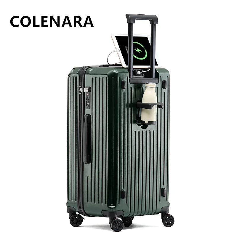 COLENARA-Valise d'Embarquement à Roulettes de Grande Capacité avec Chargeur USB, ABS + PC, 20 Pouces, 24, 26, 28, 30, 34 Pouces