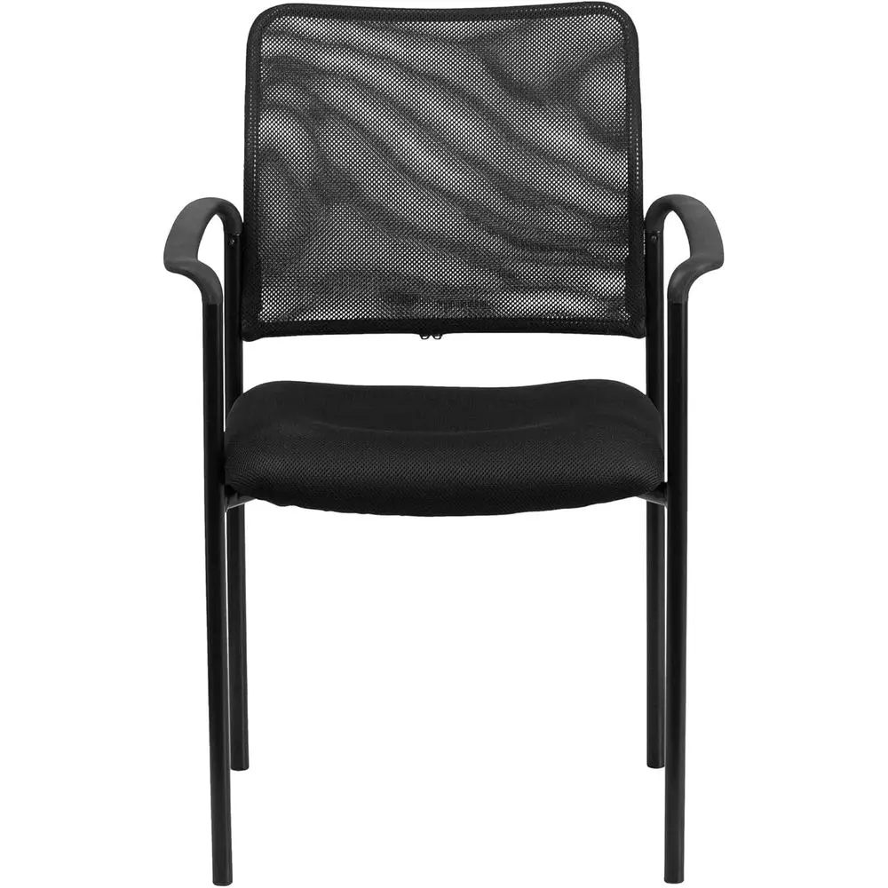 

Black Mesh Stackable Steel Side Chair with Nylon Arms and Built-In Lumbar Support