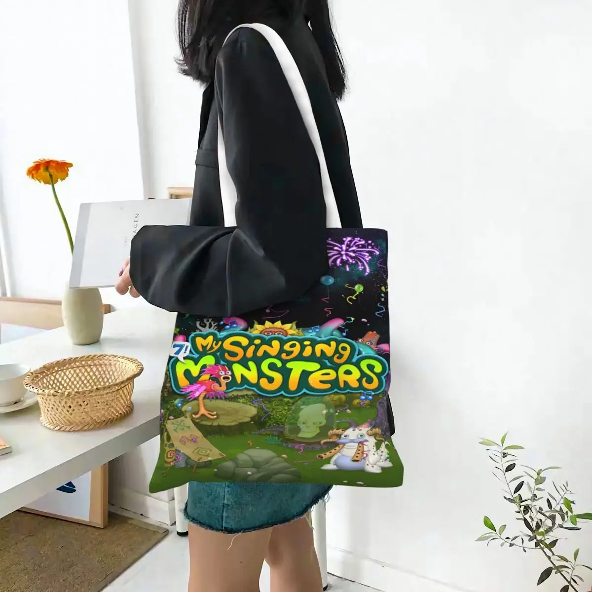 My Singing Monsters Canvas Tote Bag Aesthetic Large Capacity Fashion Bags for Unisex