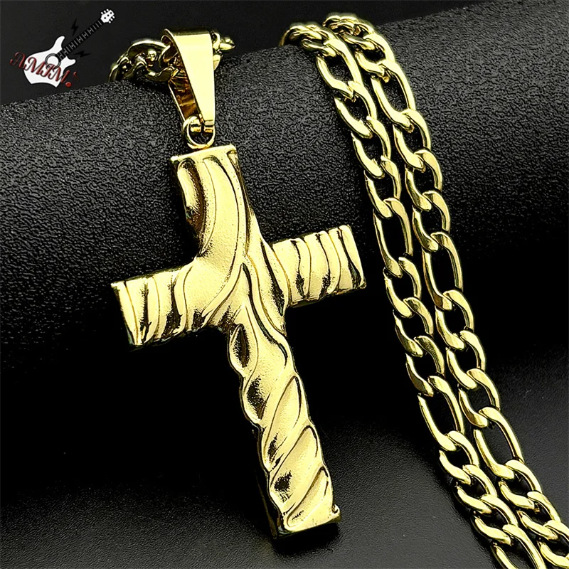

Punk Religious Cross Pendant Necklace For Men Women Stainless Steel Gold Color Fashion Amulet Hiphop Jewelry Gift Wholesale