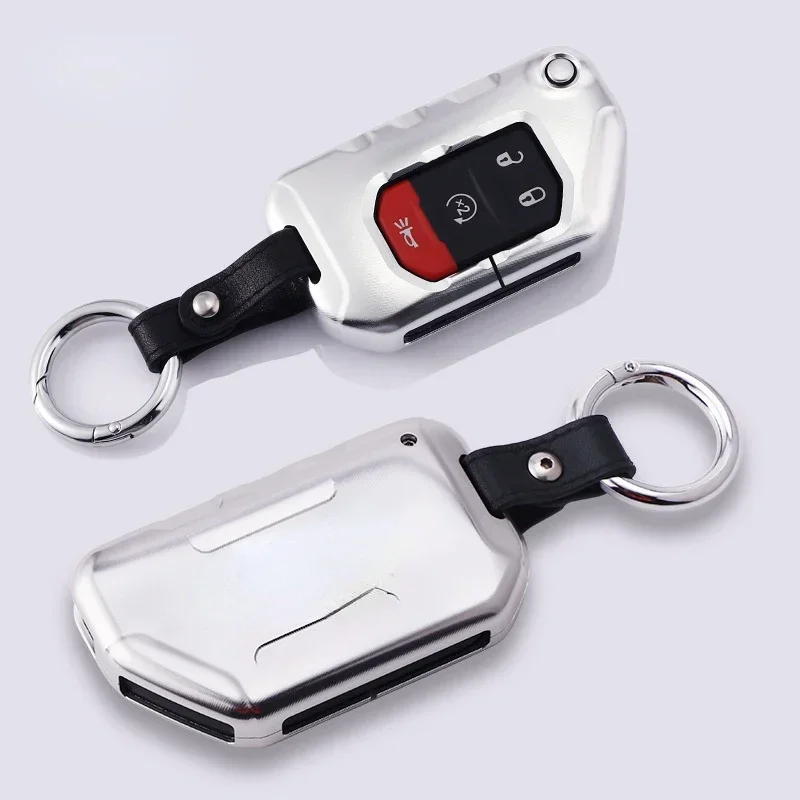 

For Jeep Wrangler 2018 Zinc Alloy Silver/Red/Black Car Key Case Keyless Cover Key Shell Car Accessories