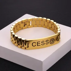 Personalized Gold Color Male Name Bangles Stainless Steel Custom Nameplate Bracelet Men Women Jewelry Boyfriend Husband Gifts