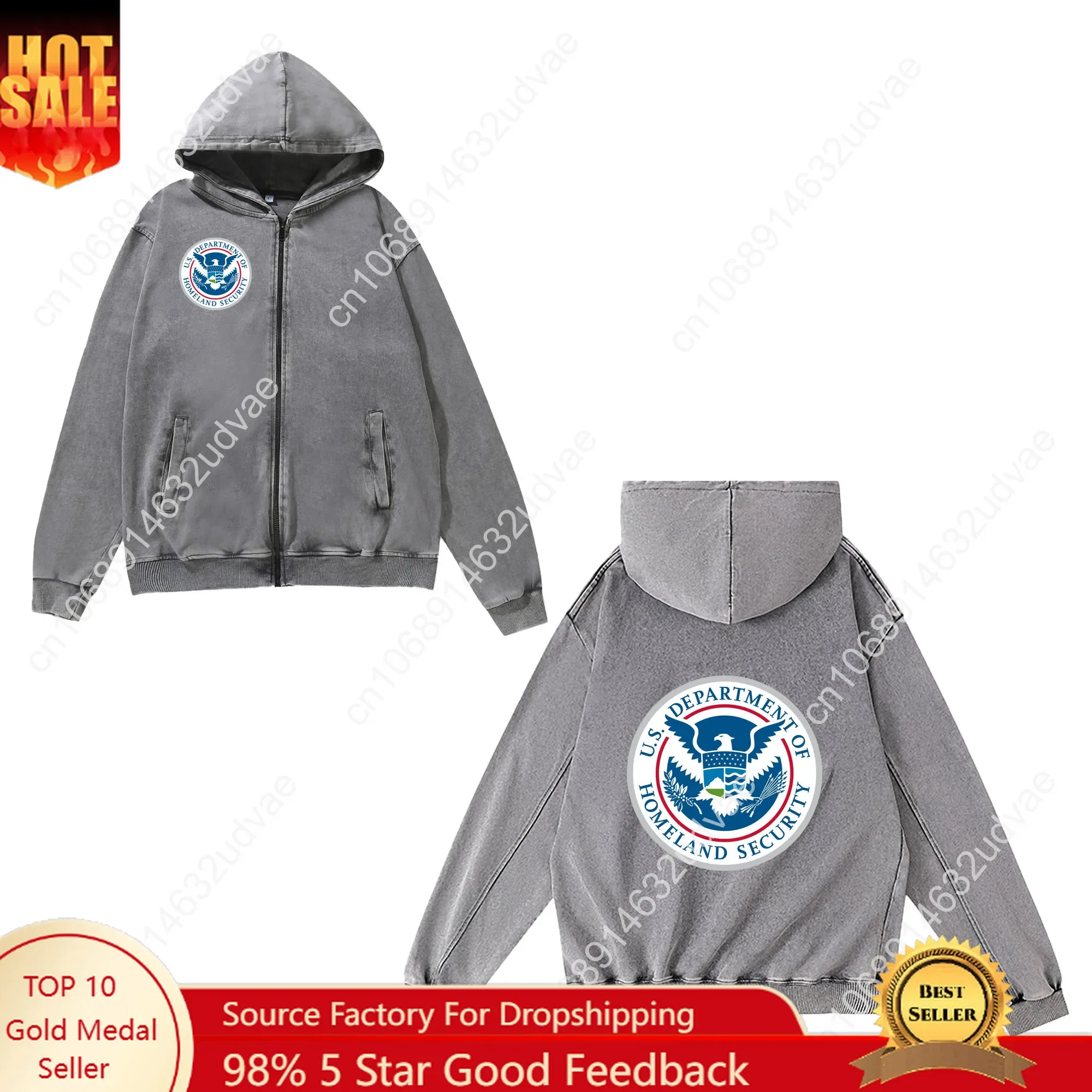 

Homeland Security Investigations Zipper Sweatshirt Man Woman Teenager Retro Hoodies Sweat Shirt with Pocket Full Zip Jacket Tops