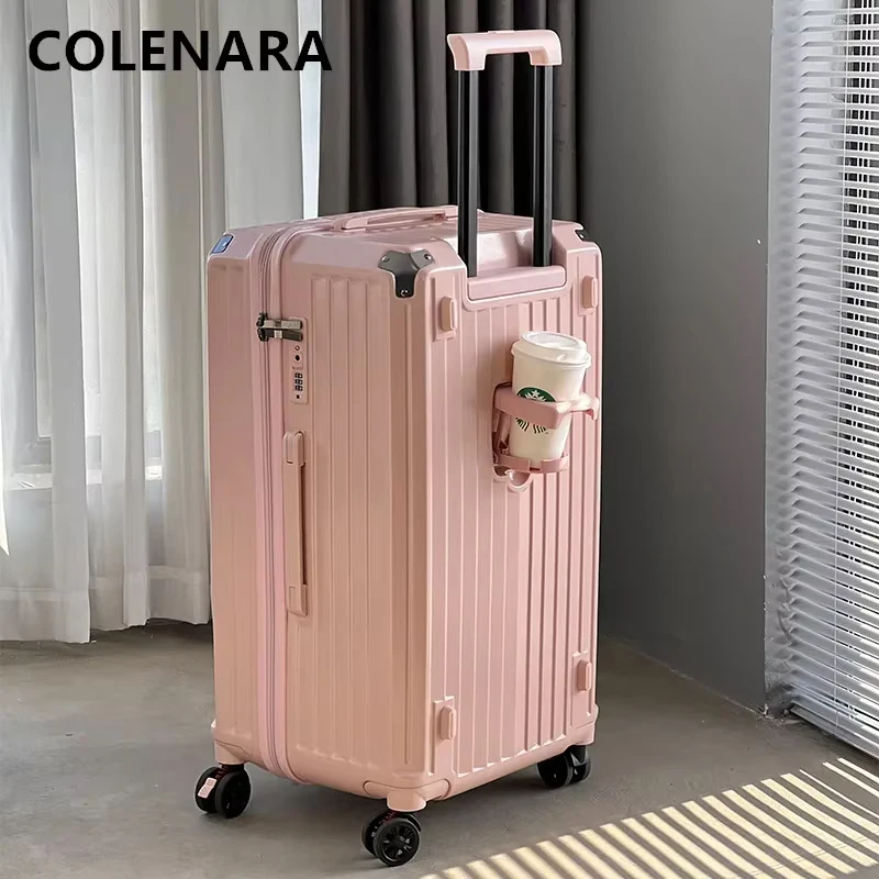 Maleta de cabina COLENARA, cubierta de carrito de gran capacidad ABS + caja de embarque para PC, bolsa de viaje con ruedas para mujer con equipaje rodante