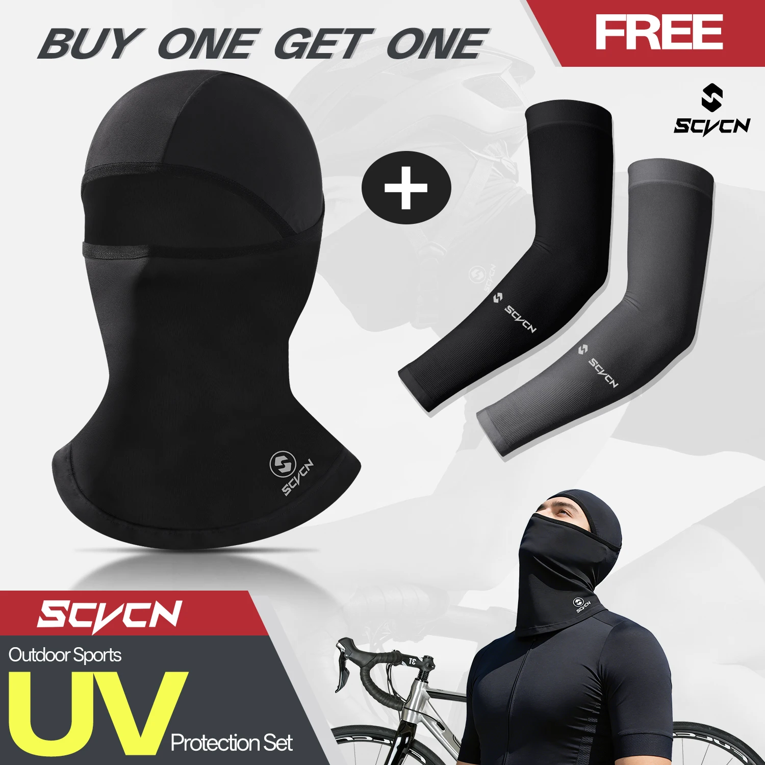 Outdoor Sport Activity - ชุดปลอกแขนกันแดด SCVCN UPF50+ ผ้าเย็น ป้องกันแสงแดด สำหรับผู้ชายและผู้หญิง