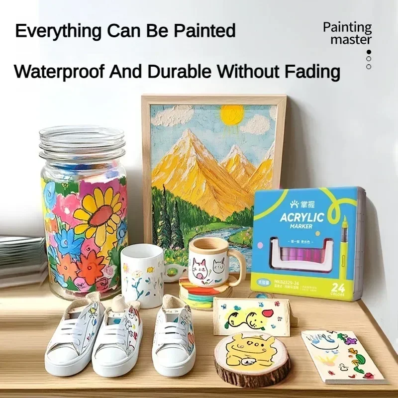 Grasp 1pc 84 cores canetas marcadoras acrílicas à prova dwaterproof água caneta escova macia nib estudante arte para pedra de vidro papelaria escola arte suprimentos