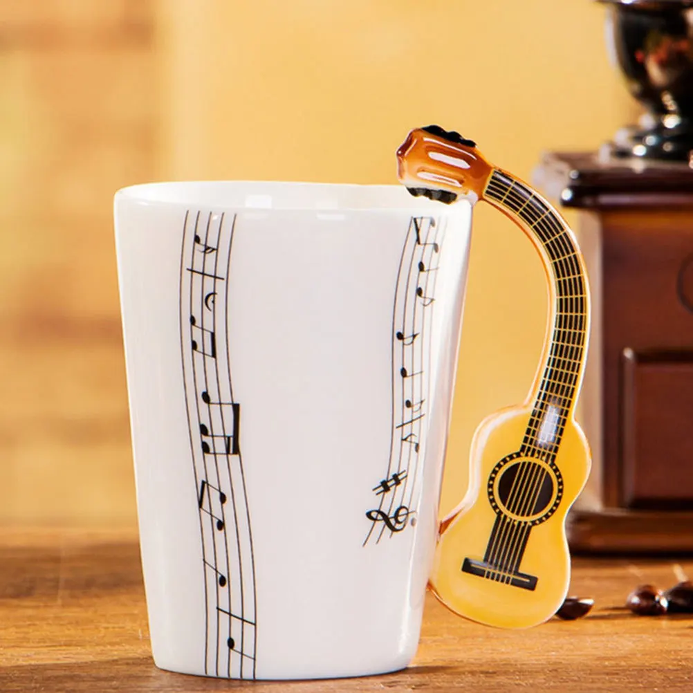 

Creative Ceramic Coffee Cup Guitar Handle Design Water Mug Water Cup Chic Drinking Cup Milk Mug for Home Office
