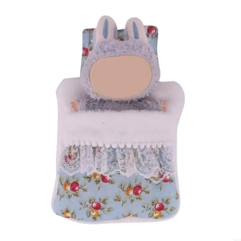 Acessórios para bonecas 17 pelúcia travesseiro bonecas e saco dormir com um padrão flores adorável para