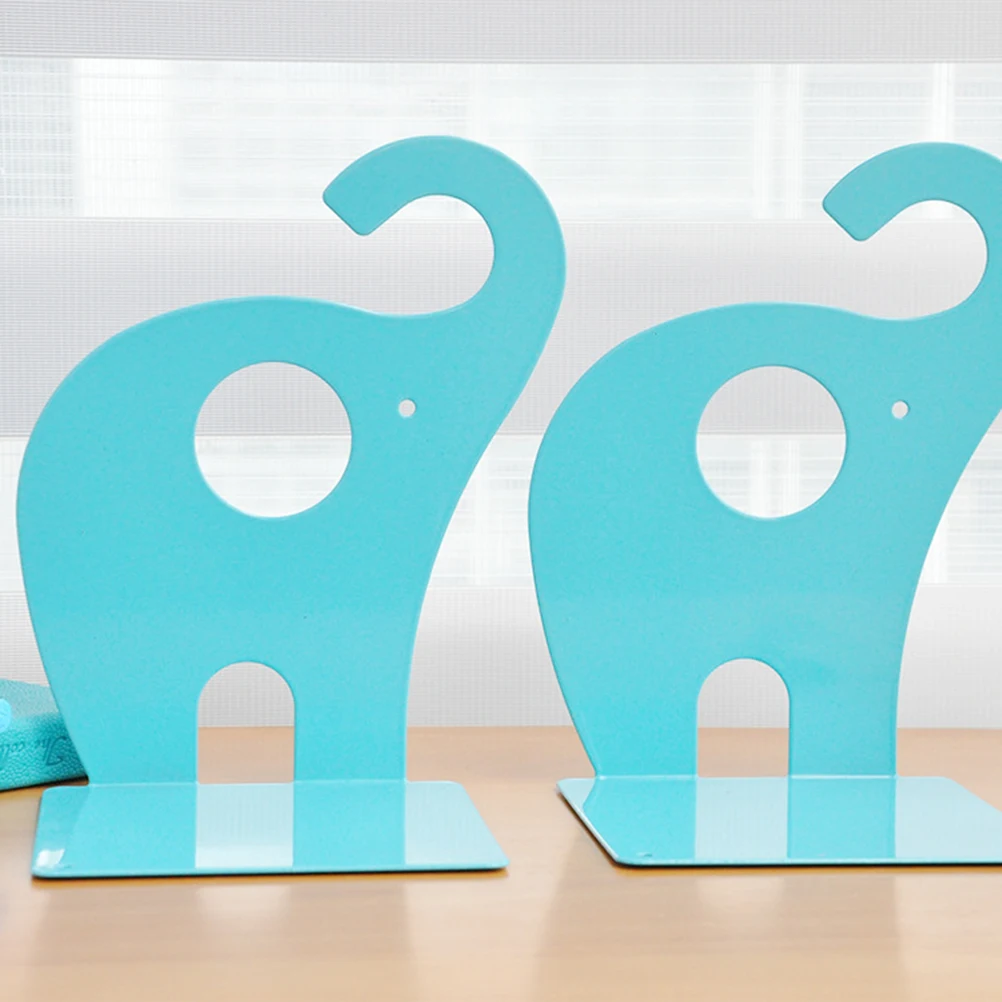 

1 Pair Blue Elephant Nonskid Bookends 19.3X12X12Cm Heavy Duty Metal Bookend For Home Office Decorative Book Shelf Organizer Kids