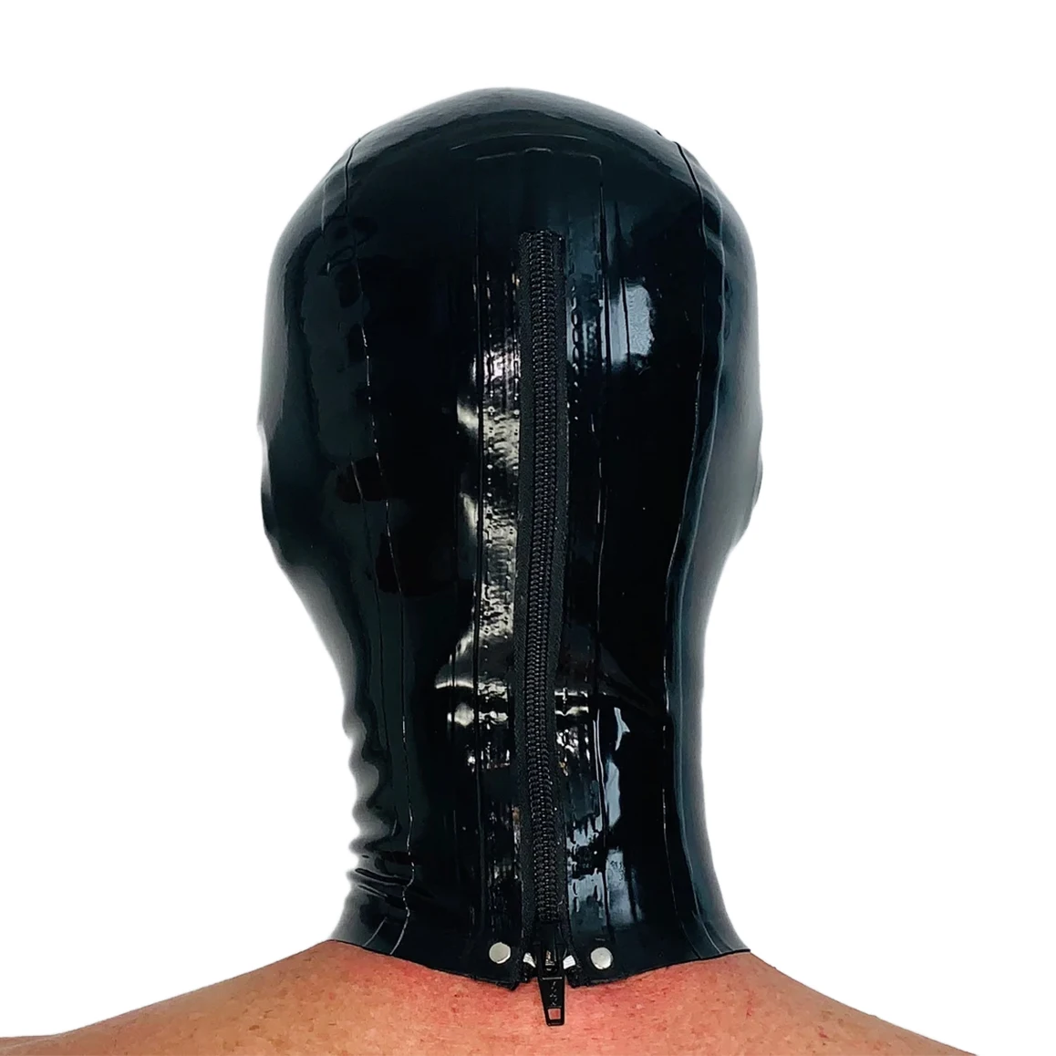 Latex Caoutchouc Fétiche Micro Trous Capuche Masque Perforé Yeux Clair Vue Respirant Lisse Antarctique Perforation Fait À La Main S-LM310