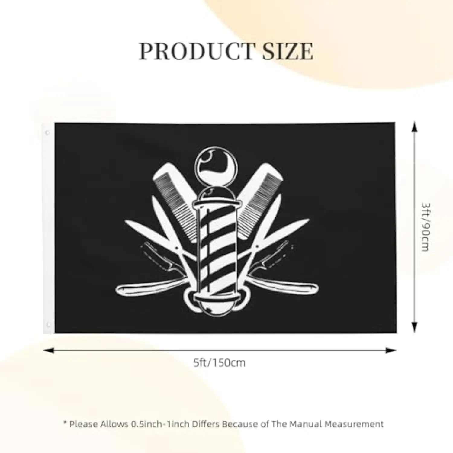Barber Pole Scissors Comb Flag Outdoor Single-sided Printing Polyester Banner Decor For Yard