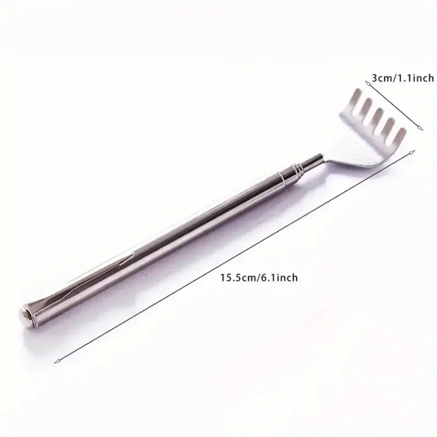 Silvery Portable Telescopic Back Scratcher - Extendable Stainless Steel, for Men & Women, Relaxing Tool & Great Gift Option