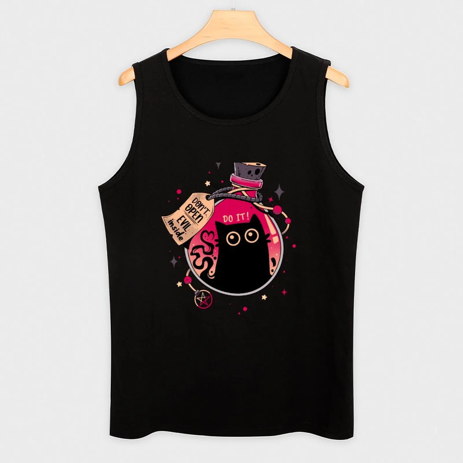 Bottled Menace - Evil ใหม่ผู้ชายสีดำ Cat Tank Top สำหรับยิม