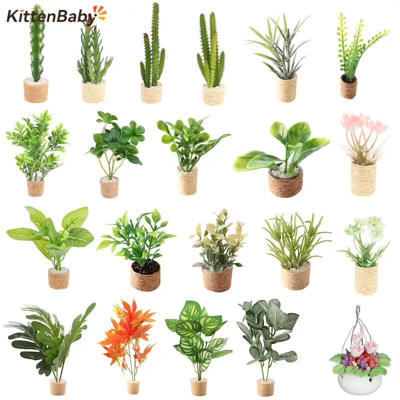 

1:6 1:12 Dollhouse Miniature Potted Plant Pot Green Leafed Plant Garden Decoration Dollhouse Collection Kids Toys 24 Styles