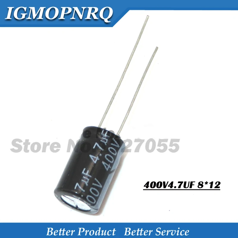 20pcs 400V4.7 UF 8*12mm 4.7UF 400V 8*12 Aluminum electrolytic capacitor The high quality