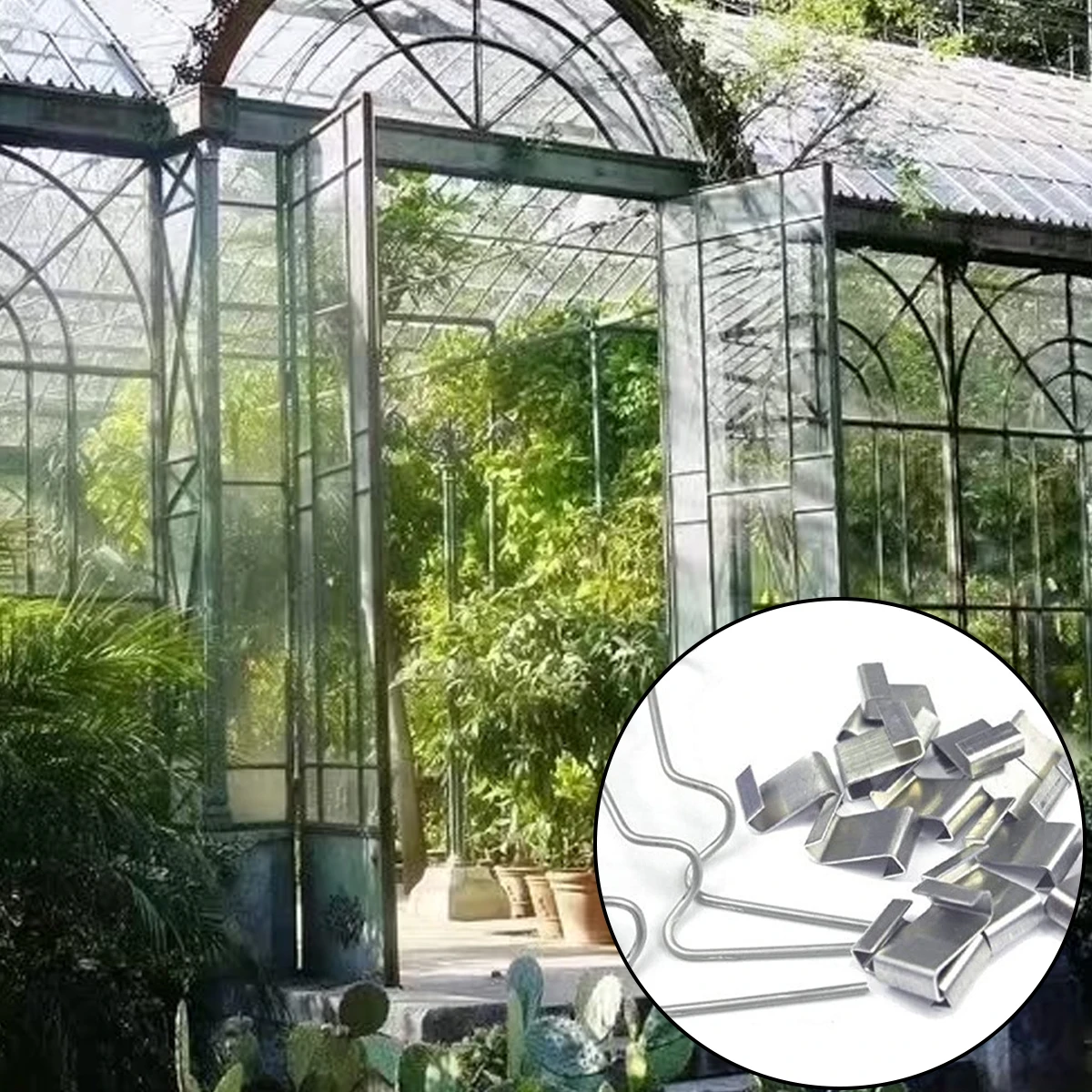 

25-Piece Steel Greenhouse Glass Fixing Clips Set W-Wire/Z-Type Glass Pane Clamping Solutions