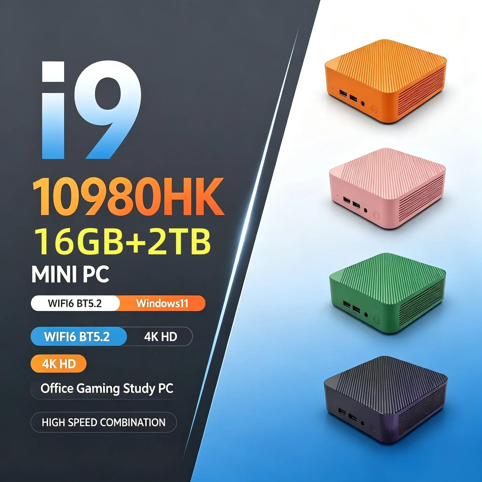 Compact Mini Desktop Host Intel Core I9‑10980HK 16GB RAM 1‑2TB SSD Windows11 WiFi6 BT5.2 Small Computer For Home Office Business