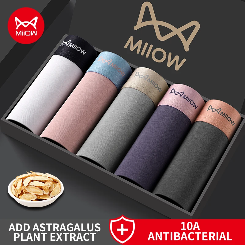 

MiiOW 3Pcs Sliky Soft Men Underwear Boxers 10A Antibacterial Crotch Mens Underpants Breathable Men's Panties Man Boxers Briefs