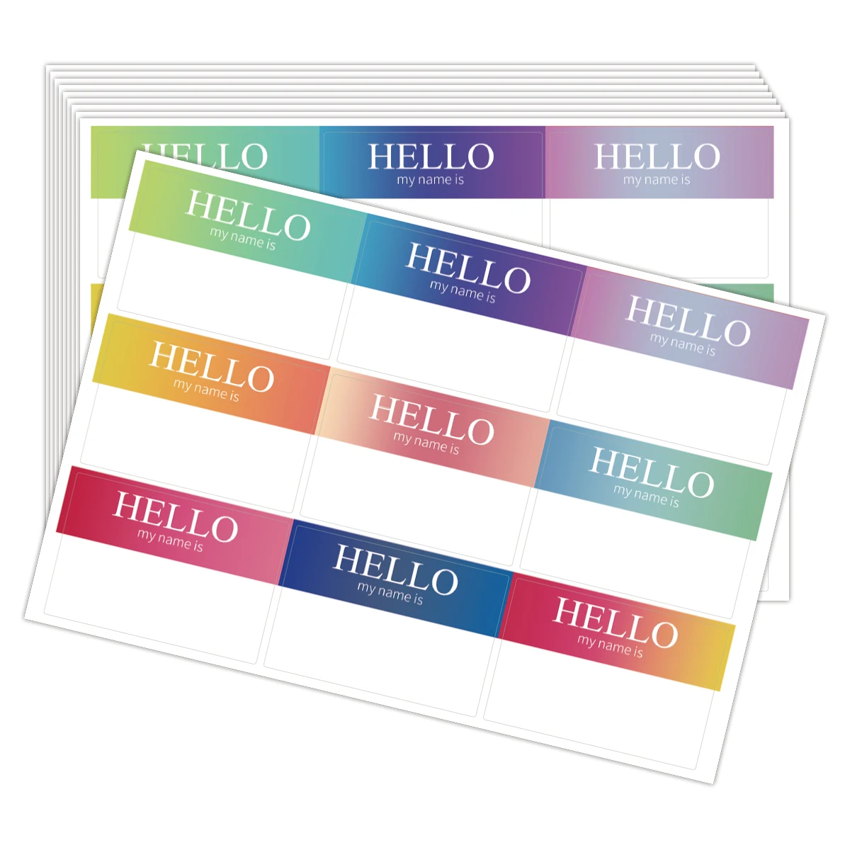 90pcs Rainbow Name Tags Stickers, Universal Hello My Name is Name Tag Labels for Home Party Office Classroom School Supplies