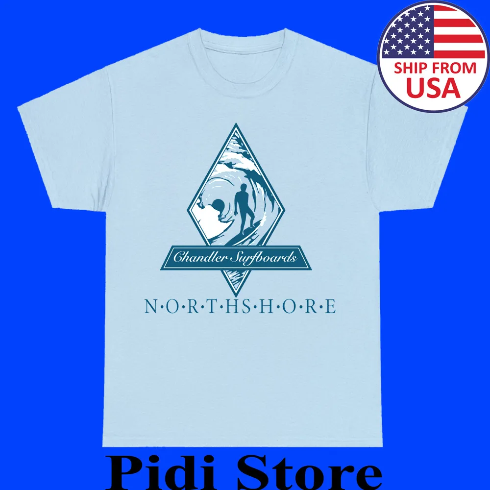 Chandler Surfboard North Shore Men's Light Blue T-Shirt Size S to 3XL