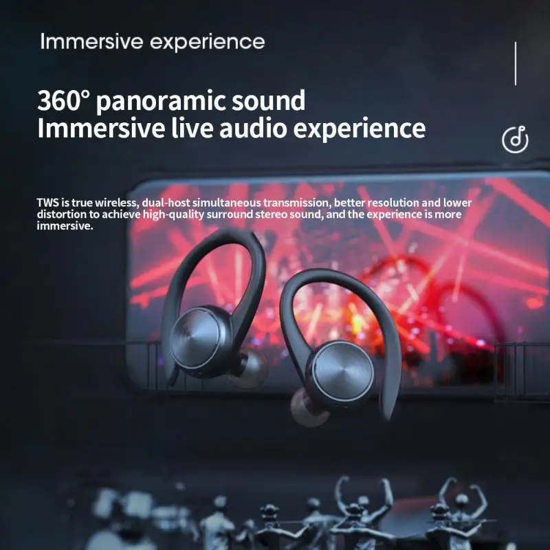 Sportowe słuchawki bezprzewodowe z mikrofonem IPX5 Wodoodporne zaczepy na uszy Słuchawki HiFi Stereo Słuchawki douszne do telefonu