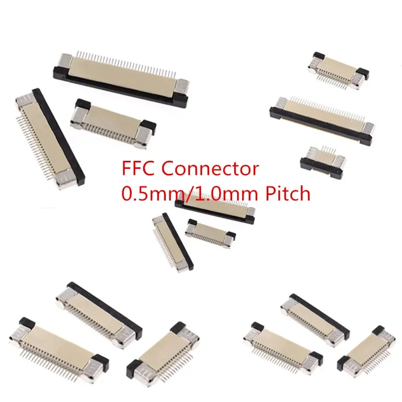 10pcs FPC Connector 0.5mm/1.0mm Pitch Drawer type Upper/ Bottom contact Type Socket FFC Flat Cable Socket 4P 5P 6P 8P 10P-60Pin