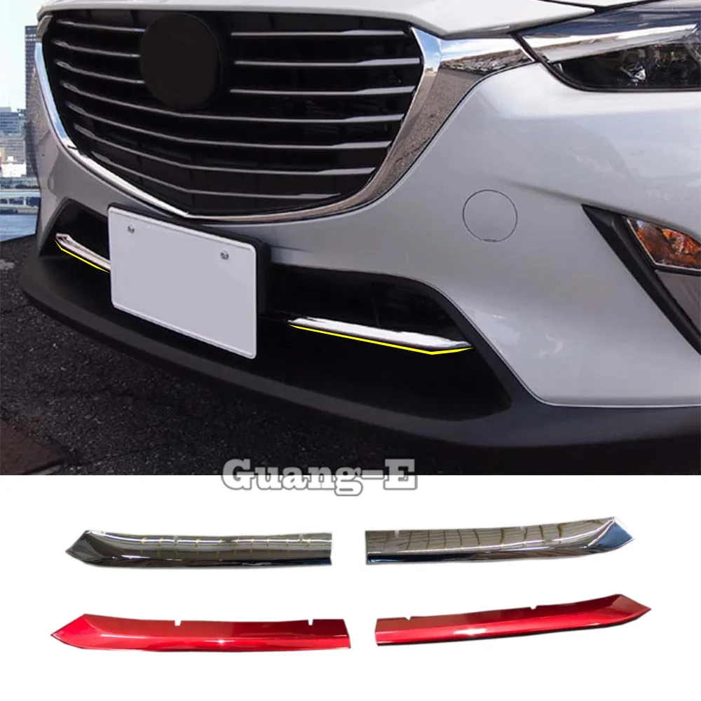 

For Mazda CX-3 CX3 2017 2018 2019 2020 2021 Car Auto Body Cover ABS Trim Head Front Bottom Racing Grid Grill Grille Strip 2pcs