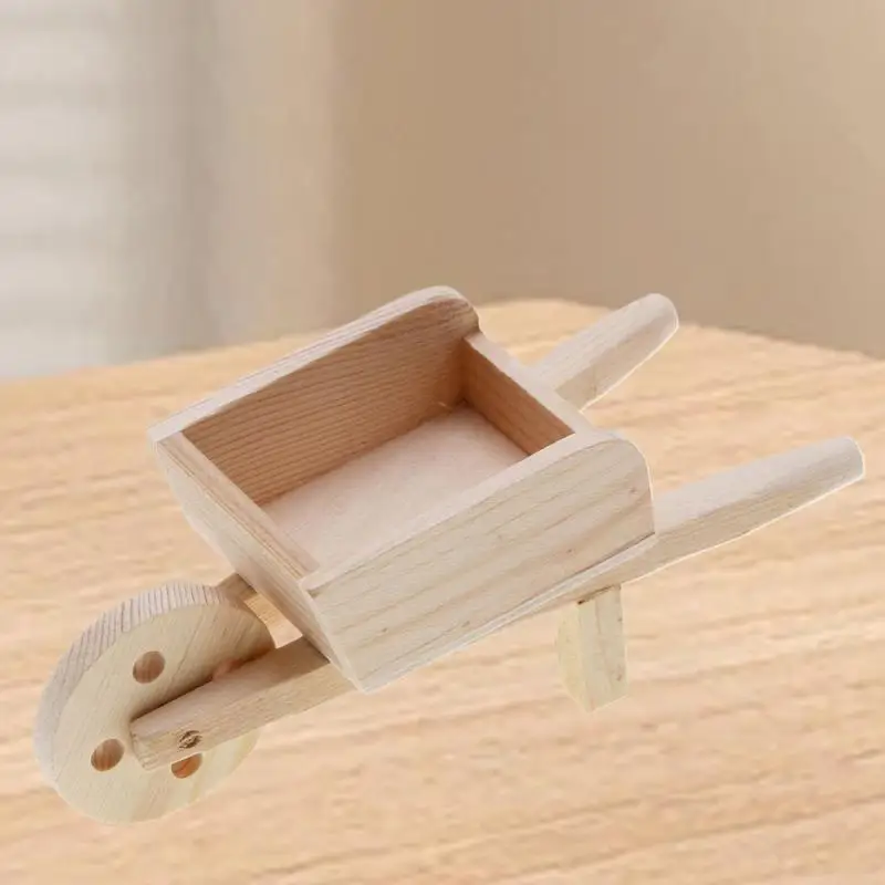 Wooden Doll-House Furniture Trolley Statue Wooden Tiny Furniture Accessories Miniature Things Small Furniture For Kids Young