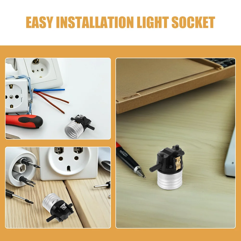 6 قطعة مقبس الإضاءة المعدني E26 نوع مفتاح الدفع-حامل المصباح الآمن لإصلاح تركيبات الإضاءة التجارية السكنية