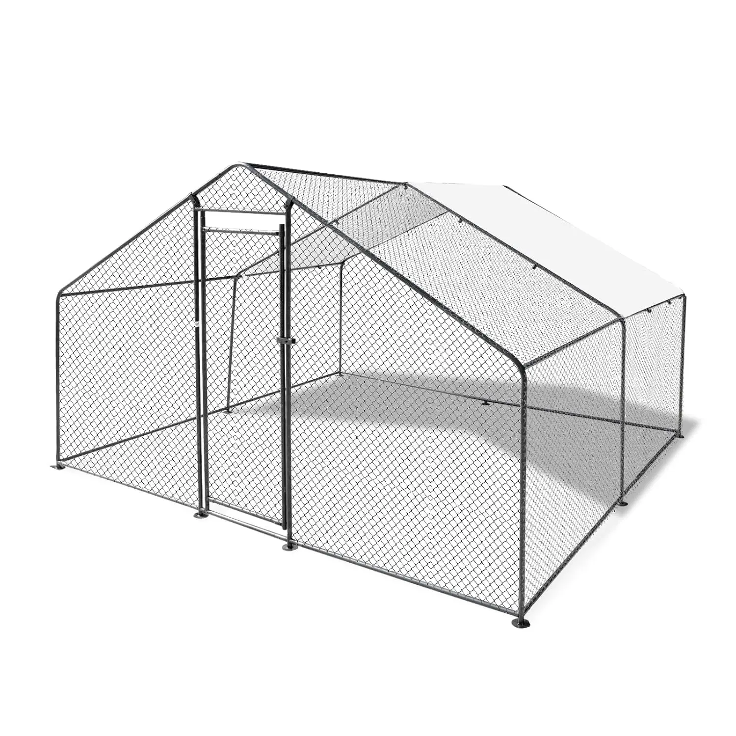 Large Metal Walk-in Chicken Coop Poultry Cage With Waterproof & Anti-UV Cover For Outdoor Farm 9.8'x9.8'x6.6', Customized